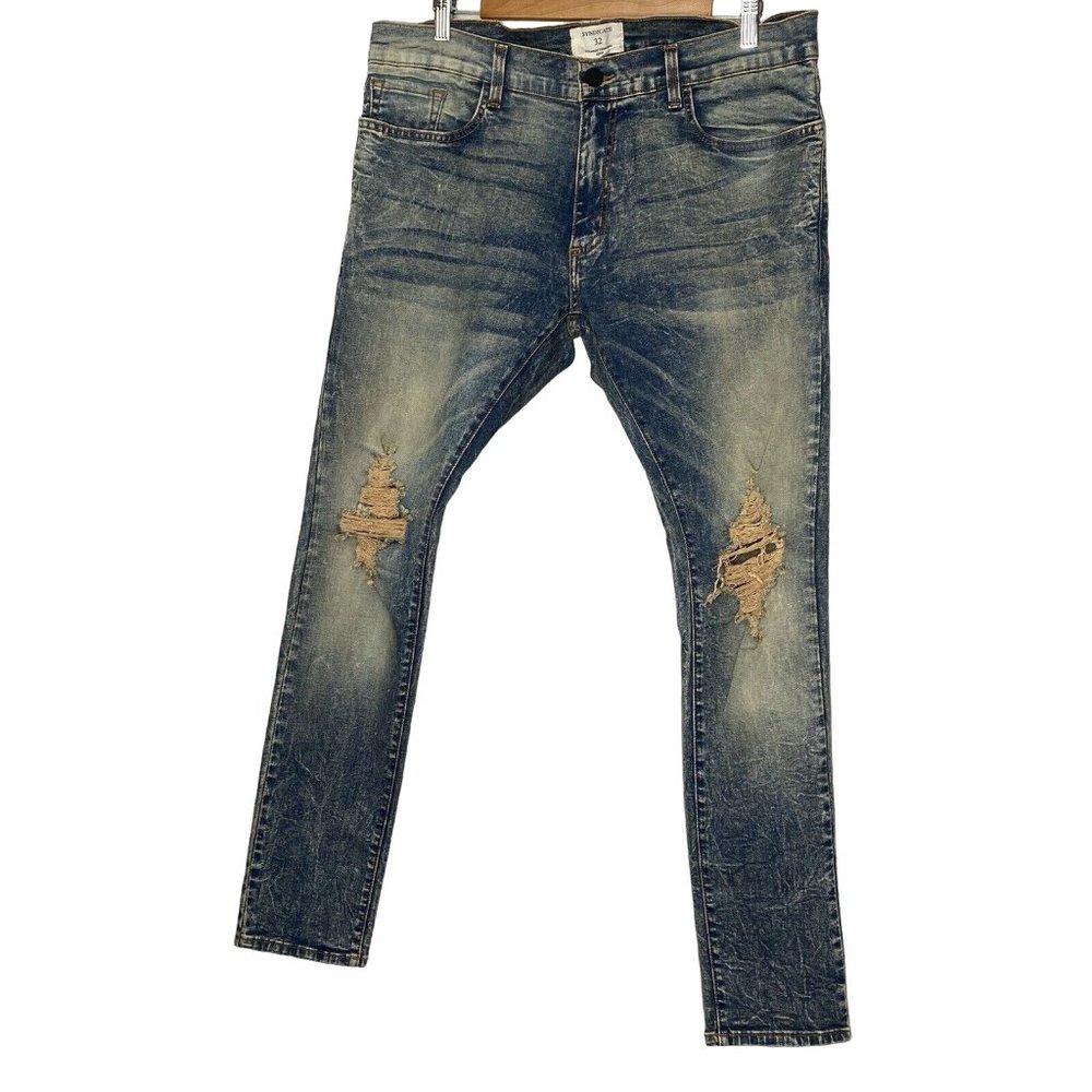 Syndicate by Golden Denim The Tailored Distressed Jeans Medium Gold Wash Size 32